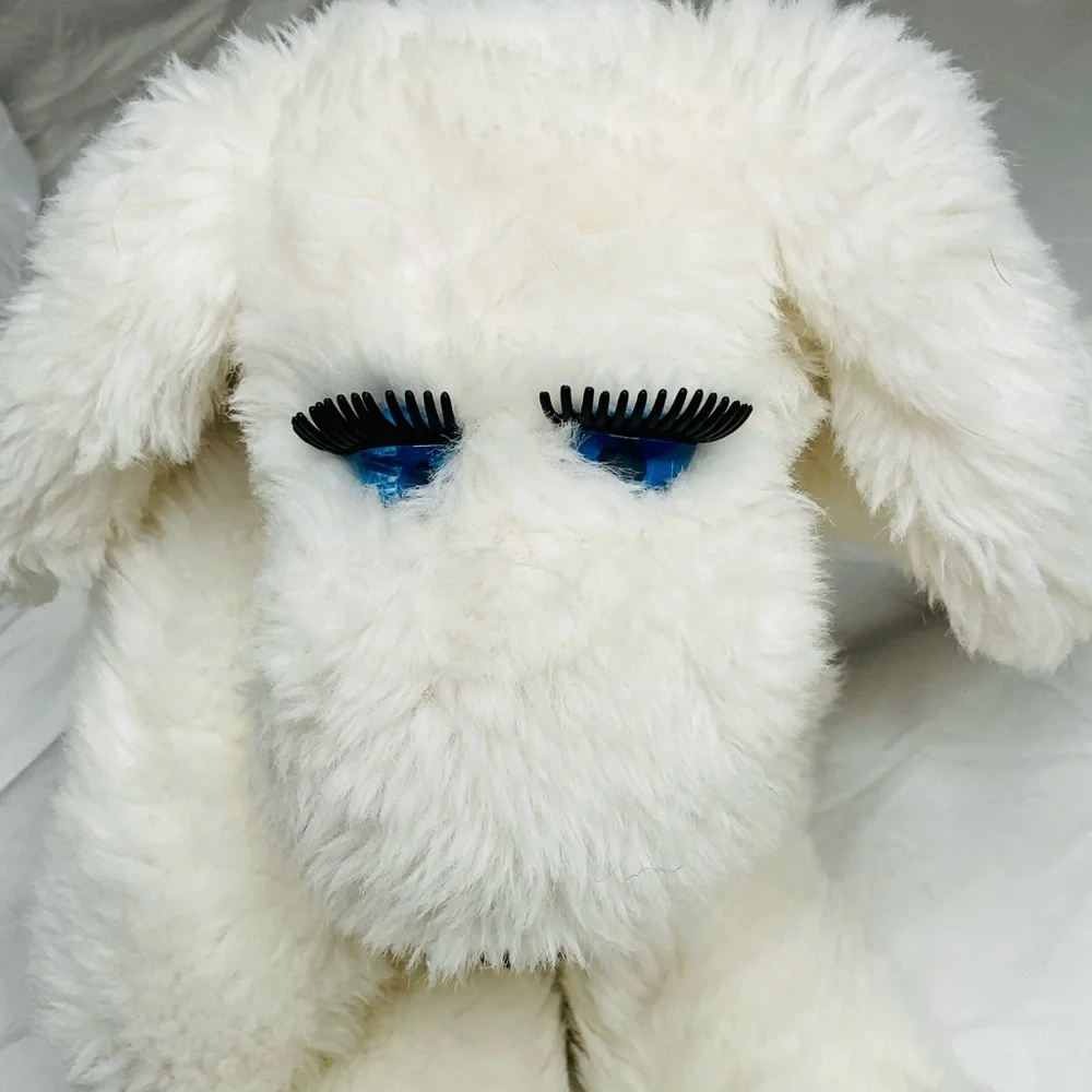 Vintage Fifi La Femme Plush Toy Puppy Dog Blue Eyes Eyelashes Francesca Hoerlein